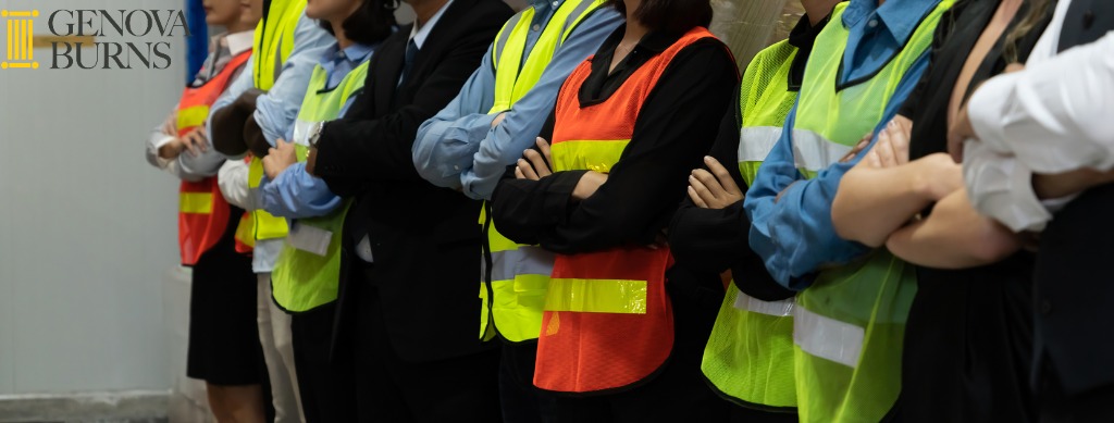 workers is safety vests, Genova Burns logo